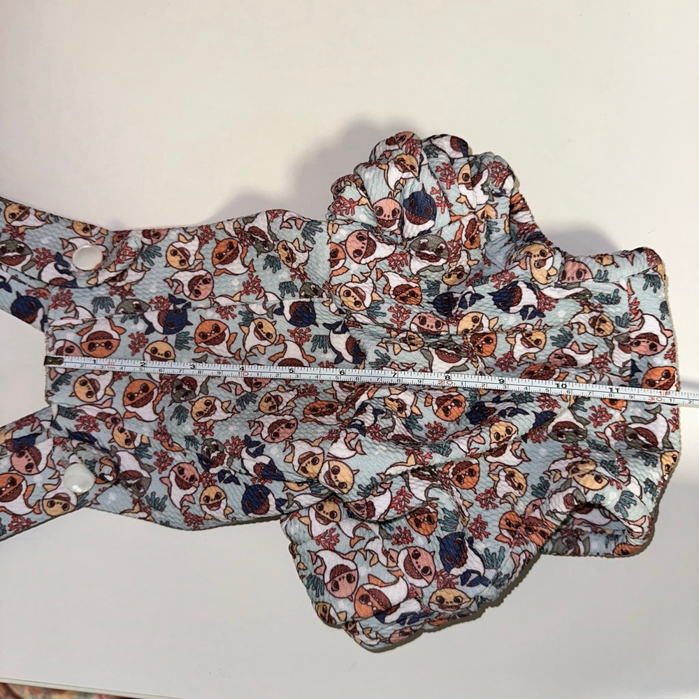 Baby Girl Baby Shark Fish Ruffle Bodysuit Romper 3 Months Measurements in Photos - Picture 13 of 13